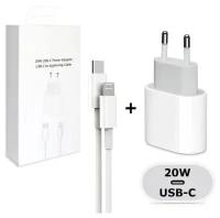 Быстрая зарядка 20W с кабелем type c - lightning для Apple iphone. Fast charge, quick charge. Мощный адаптер питания блок с кабелем 20Вт