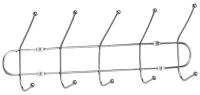 Вешалка настенная металлическая 5 крючков, цвет серебристый