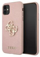 Guess Чехол Guess PU Saffiano 4G Big metal logo Hard для iPhone 11, розовый