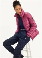 Куртка DKNY L сиреневая с белым лого по вороту на молнии без капюша Packable Puffer Jacket With Bag