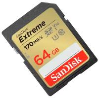 Карта памяти SANDISK 64Gb Extreme SDXC Class 10 UHS-I U3 V30 (170/80 Mb/s)