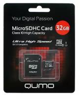 Карта памяти 32Gb - Qumo Micro SecureDigital CL10 UHS-I QM32GMICSDHC10U1 (Оригинальная!)