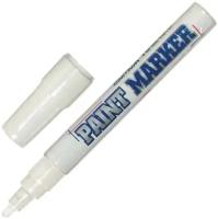 Маркер-краска лаковый (paint marker) MUNHWA, 4 мм, белый, нитро-основа, алюминиевый корпус, PM-05