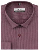 Рубашка мужская длинный рукав GREG 633/131/4801/Z/1p, Полуприталенный силуэт / Regular fit, цвет Бордовый, рост 174-184, размер ворота 39