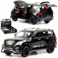 Модель автомобиля NISSAN PATROL 1/24 черный 21 см свет/звук