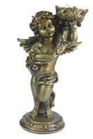 Фигурка Ангелочек с подсвечником в левой руке (цвет золото), размер 14*8*21,5см KSMR-713052/A073
