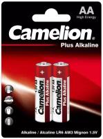 Элемент питания алкалиновый AA/LR6 1.5В Plus Alkaline LR6-BP2 BL-2 (блист.2шт) Camelion 1652