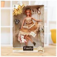 Кукла модель для девочки Эмели в платье, с аксессуарами