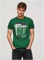футболка для мужчин, Pepe Jeans London, модель: PM508542, цвет: темно-зеленый, размер: M