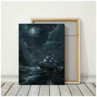 Картина Пиратская Ночь 50х70 см. натуральный холст