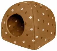 Домик Yami-Yami Юрта мягкий с подушкой коричневый хлопок для животных (36 х 36 х 35 см, Коричневый)