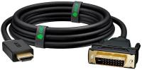 GCR Кабель 1.0m HDMI-DVI черный, OD8.0mm, 28 AWG, позолоченные контакты, 19M / 25M Dual Link, тройной экран