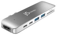 Мини док-станция j5create USB-C ULTRADRIVE MINIDOCK. Интерфейс: Thunderbolt 3 USB-C x 2. Порты: Thunderbolt 3 USB-C, USB-C, HDMI, SD, microSD, USB-A x