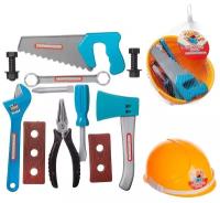 Игровой набор ABtoys Помогаю Папе Инструменты в строительной каске, 14 предметов, в сетке PT-00550/2комплектация