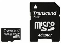 Карта памяти microSDHC 16GB Transcend SDHC class 10 + SD адаптер TS16GUSDHC10