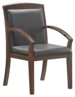 Конференц-кресло BN-Mb-Echair-421 KR рецикл.кожа черн., тем.орех