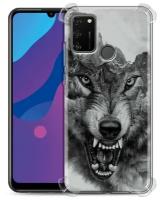 Дизайнерский силиконовый с усиленными углами чехол для Хонор 9а / Huawei Honor 9A Волк