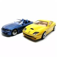 Модель BMW Z3 M Ferrari 550 Maranello желтая масштаба 1:43, металл Bburago 4200bf