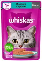 Влажный корм для кошек Whiskas индейка, кролик 75 г (паштет)