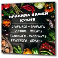 Фартук кухонный на стену панель из закаленного стекла / Защитный экран для кухни 600х500х4мм Правила кухни