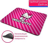 Большой игровой компьютерный коврик для мыши с рисунком hello kitty Хелло Китти кошка в розовом