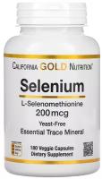 California Gold Nutrition, Selenium, селен, бездрожжевой, 200 мкг, 180 вегетарианских капсул