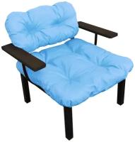 Кресло дачное, голубая подушка