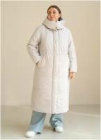 Пальто Modress зимнее, силуэт прямой, удлиненное, размер 56, серый