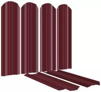 Штакетник металлический (евроштакетник) ЭКО-М (М-образный, двусторонний цвет RAL 3005/3005 красное вино, ширина планки 95мм) высота 1.25м, 10 шт