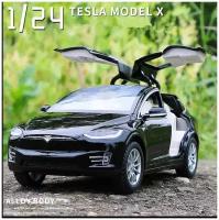 Коллекционная машинка Tesla X 100D 1:24 чрная (металл, свет, звук)