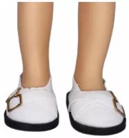 Обувь для кукол, Туфли из мягкой ткани 5 см с декоративными пряжками для кукол Paola Reina 32 см, Berjuan 35 см, Vidal Rojas 35 см и др, белые