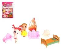 Набор мебели для кукол с малышкой и аксессуарами
