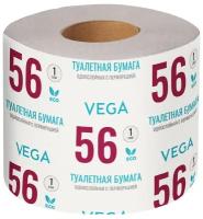 Бумага туалетная Vega, 1-слойная, 56м/рул, на втулке, с перф, серая, 48 шт
