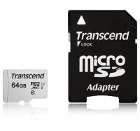 Карта памяти Transcend microSD 32 ГБ Class 10, UHS-I, R/W 100/25 МБ/с, адаптер на SD, серебристый