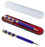 Ручка шариковая, подарочная, поворотная, в пластиковом футляре, синяя с золотистыми вставками, Роскошь, 1 шт