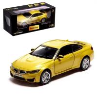 Машина металлическая BMW M4 COUPE, 1:32, инерция, открываются двери, цвет жёлтый