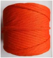 Шпагат крученый хлопковый 4мм 100 м / Оранжевый ОМ-1/ нить для макраме / шнур для рукоделия / веревка для творчества