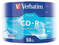 Диск Verbatim CD-R 700Mb DataLife shrink, упаковка 50 штук