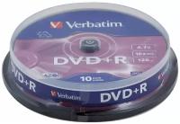 Диск VERBATIM DVD+R 4,7 GB 16x, 10 шт Cake Box