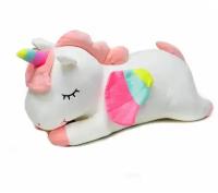 Мягкая игрушка-подушка Единорог лежащий белый 30см