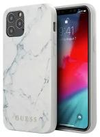 Чехол Guess Marble Design Hard для iPhone 12 | 12 Pro, белый