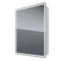 Зеркальный шкаф Dreja POINT, 60 см, 1 дв., 2 стекл. полки, инфр. выключатель, LED, розетка, белый