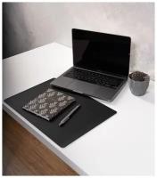 Коврик на стол офисный, компьютерный, письменный черный двухсторонний из экокожы 60 х 40 см