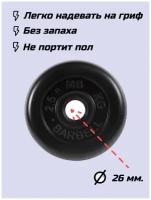 Диск обрезиненный Barbell Atlet d 26 мм черный 2,5 кг