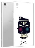 Чехол задняя-панель-накладка-бампер MyPads черно белый скелет с яркими глазами для Sony Xperia XA1 5.0 (G3116/3112) противоударный