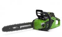 Цепная пила аккумуляторная Greenworks GD40CS18K4, 40V, 40 см, бесщеточная, с АКБ 2 А. ч. и ЗУ