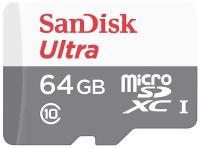 Карта памяти SanDisk Ultra microSD 64ГБ (100МБ/с, C10, UHS1) SDSQUNR-064G-GN3MN