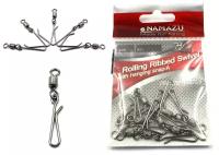 Вертлюг с форелевой заст. Namazu ROLLING RIBBED SWIVEL WITH HANGING SNAP-A, цв. BN, р. 6, test-19 кг