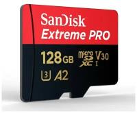 Карта памяти SanDisk Extreme PRO QuickFlow 200 Мб/с - 128Гб - microSDXC UHS-I U3 A2 V30 4KUHD + Адаптер