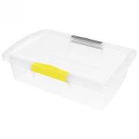 Ящик для хранения пластиковый прозрачный с защелками 1,9л «Laconic mini» желтый/серый